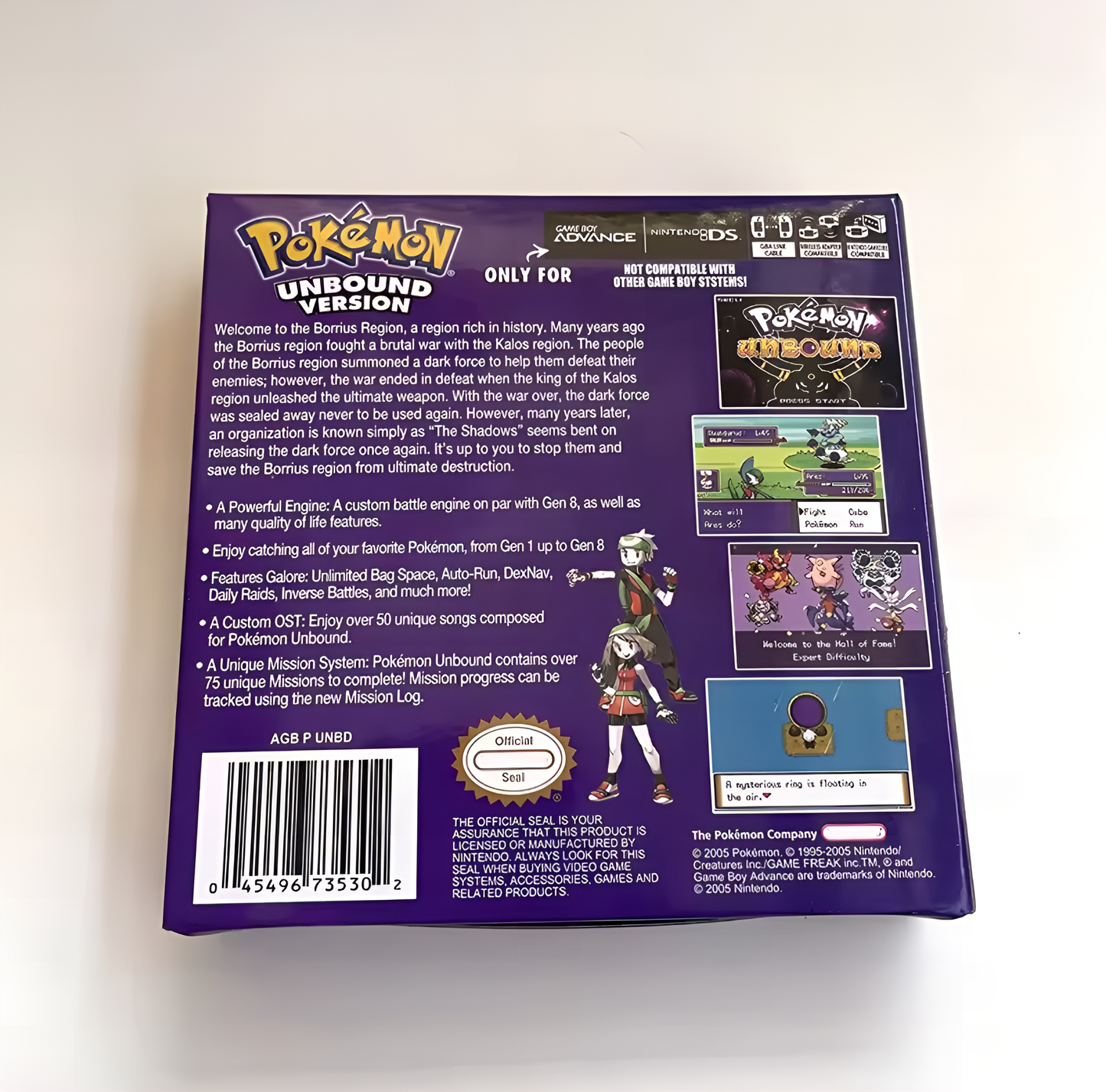 (Limited Edition) Pokemon Unbound GBA ROM Hack Cartridge With Box (RTC)