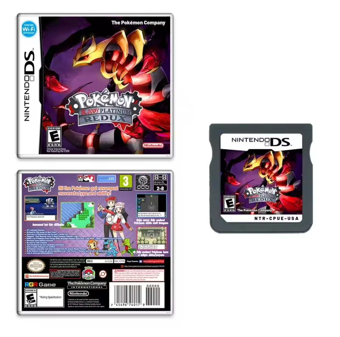 Pokemon Bloody Platinum Redux ROM hack with case