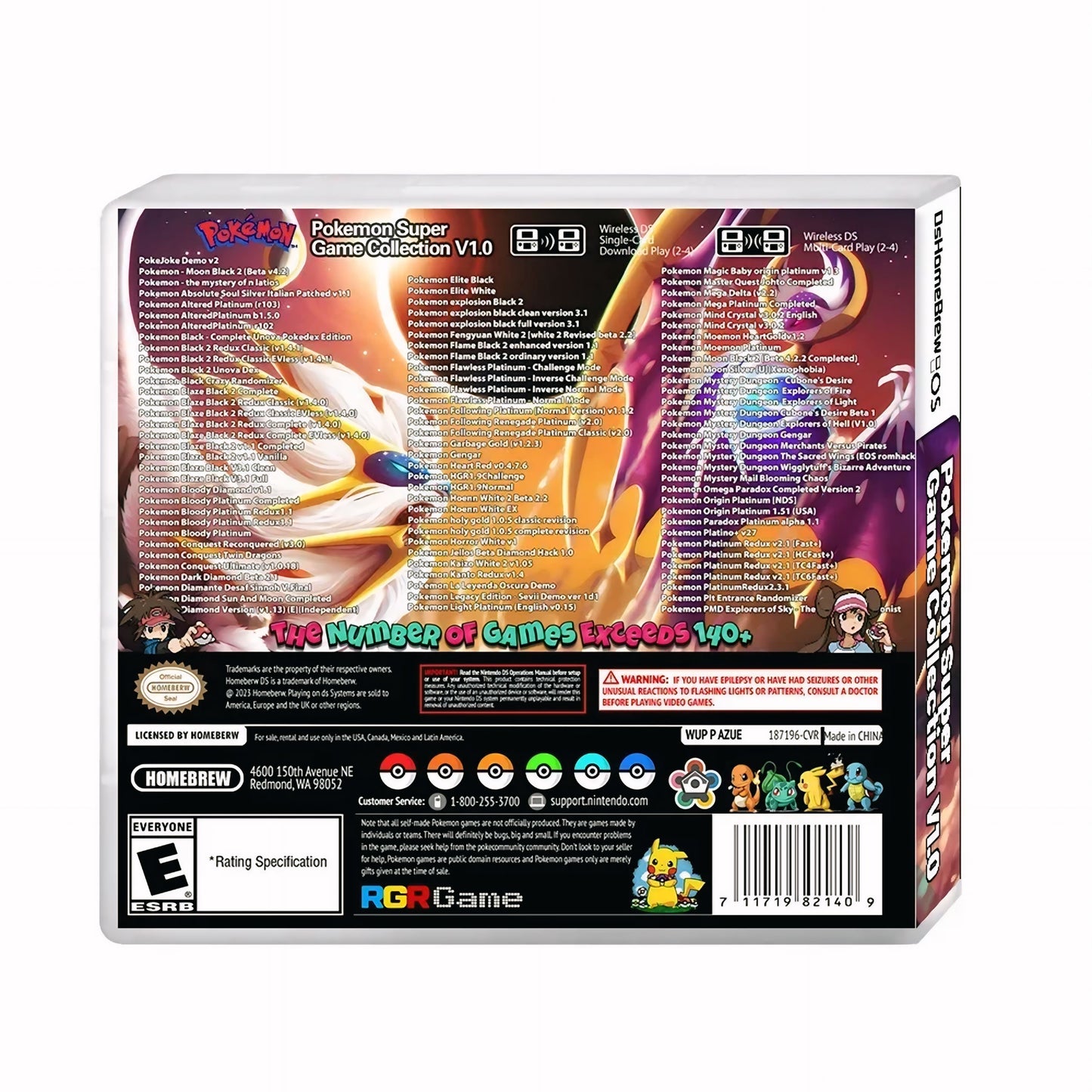 Pokemon 140in1 DS Multi ROM Hack Cartridge With Case