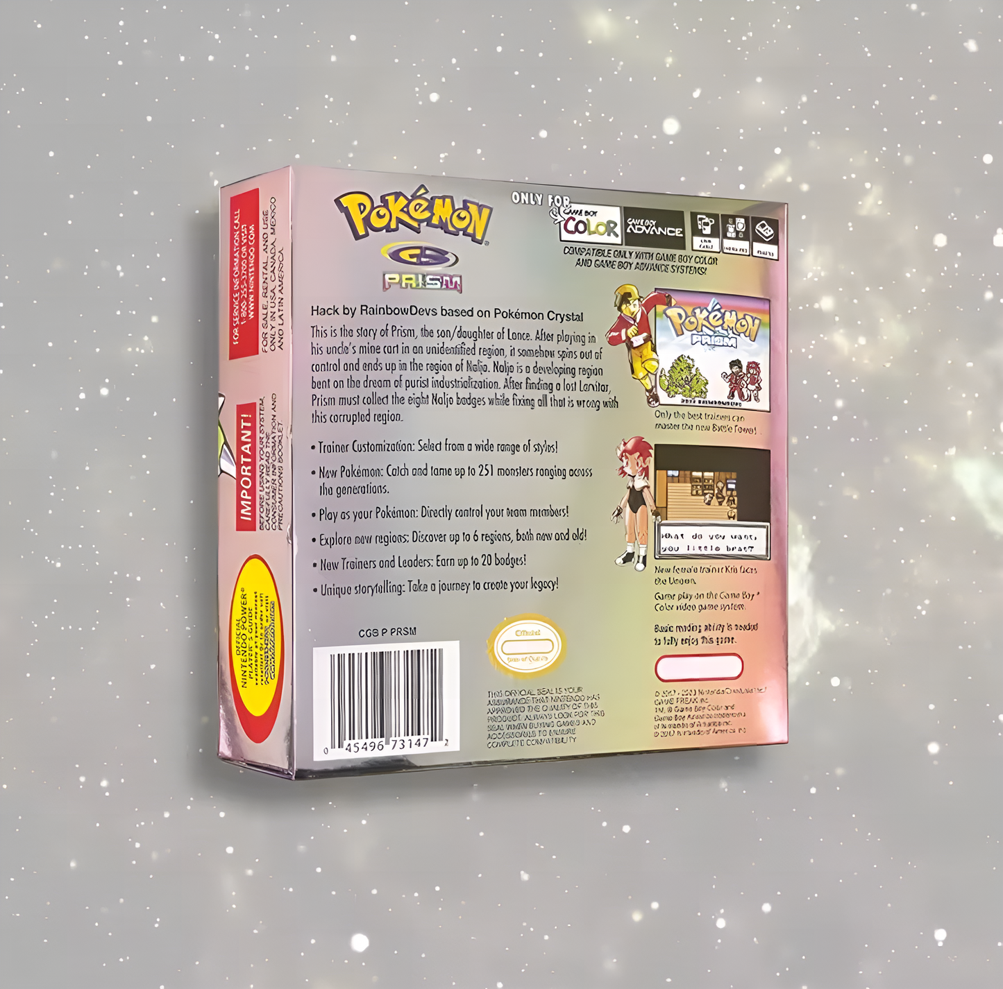 (Limited Edition) Pokemon Prism GBC ROM Hack Cartridge With Box (RTC)