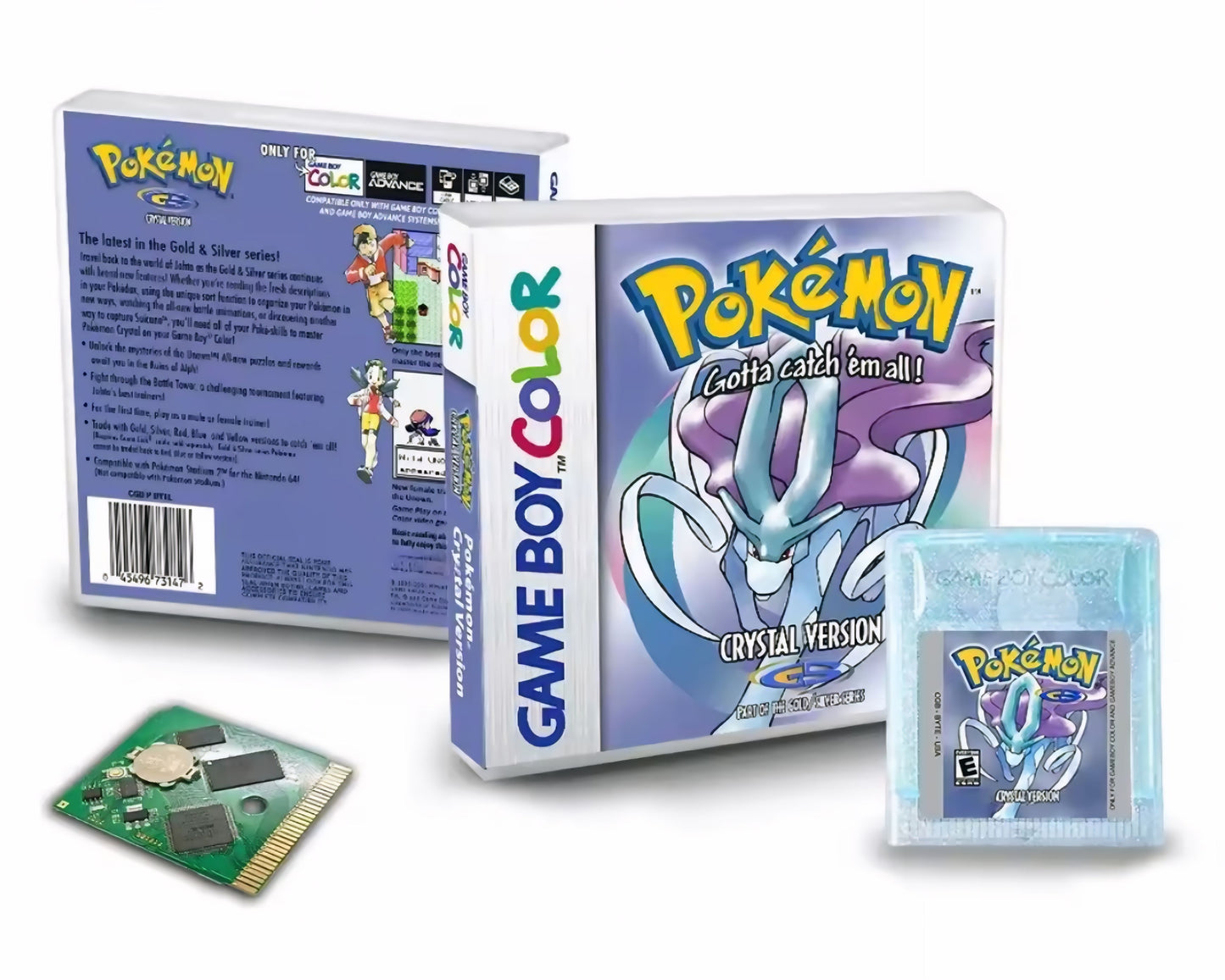 Pokemon Crystal GBC (With RTC & Case)
