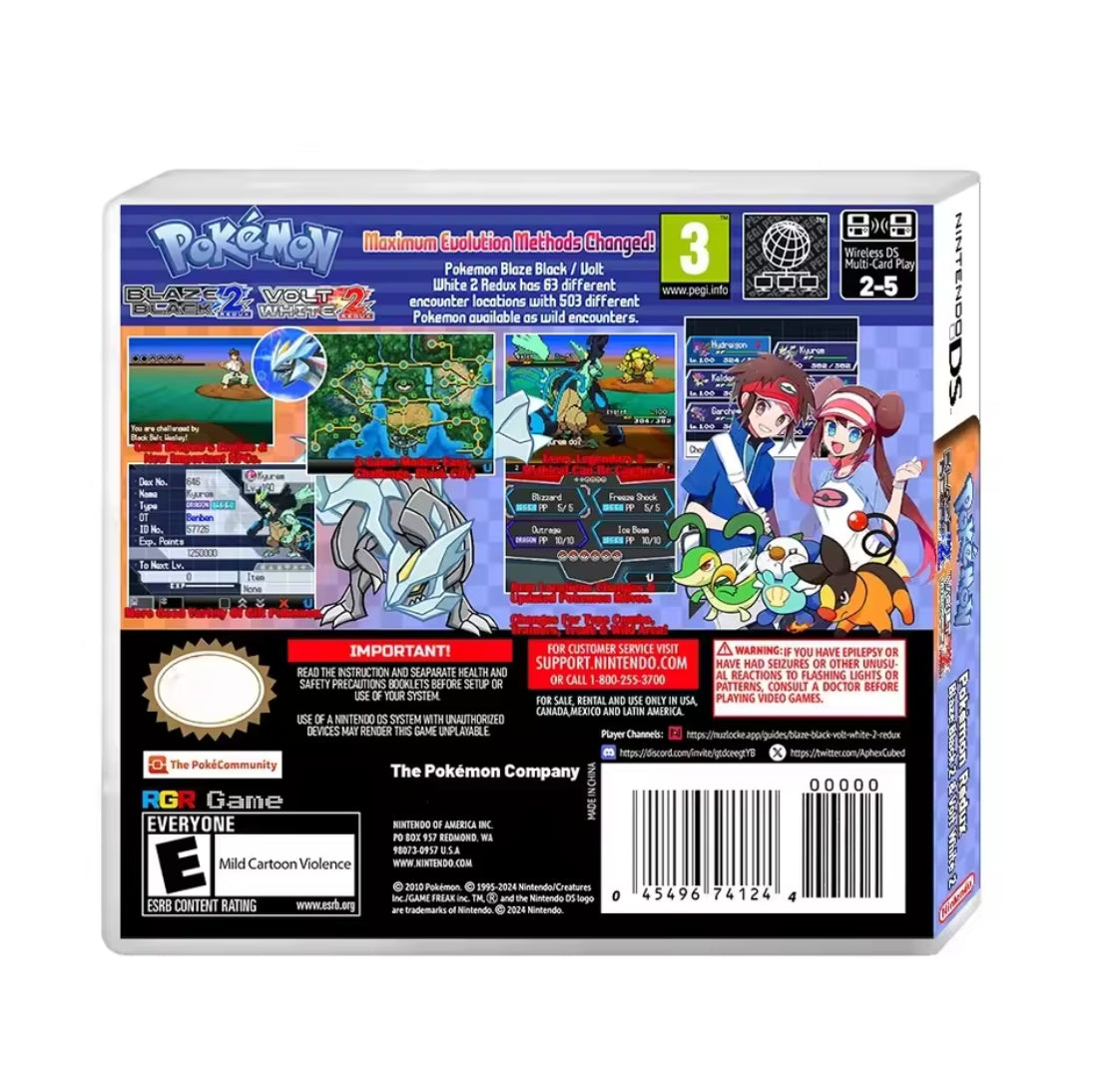 Pokemon Blaze Black 2 & Volt White 2 ROM hack with case