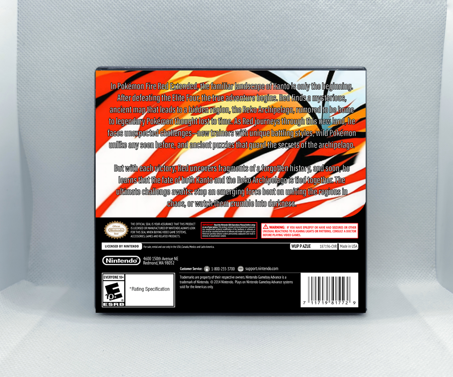 Pokemon FireRed Extended GBA ROM Hack Cartridge (Case & RTC Option)