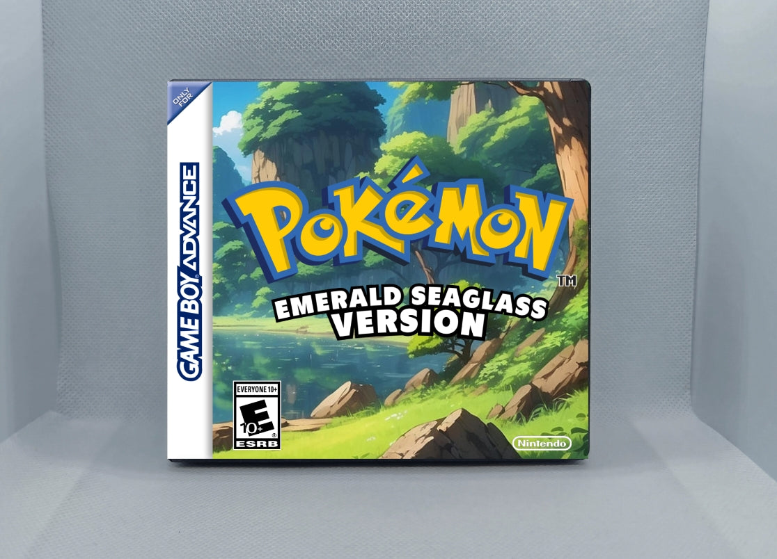 Pokemon Emerald Seaglass GBA ROM Hack Cartridge (Case & RTC Option)