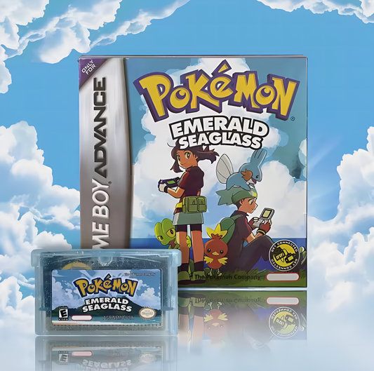 (Limited Edition) Pokemon Emerald Seaglass GBA ROM Hack Cartridge With Box (RTC)