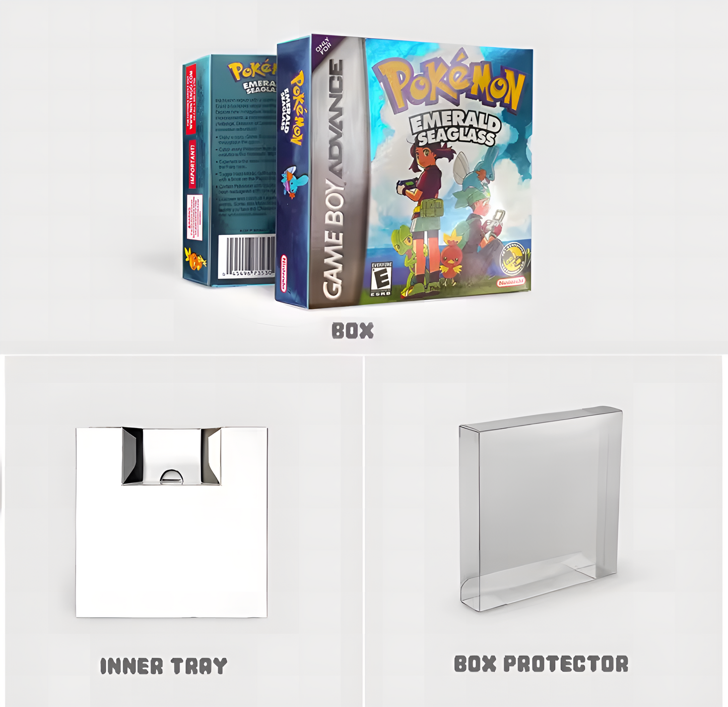 (Limited Edition) Pokemon Emerald Seaglass GBA ROM Hack Cartridge With Box (RTC)