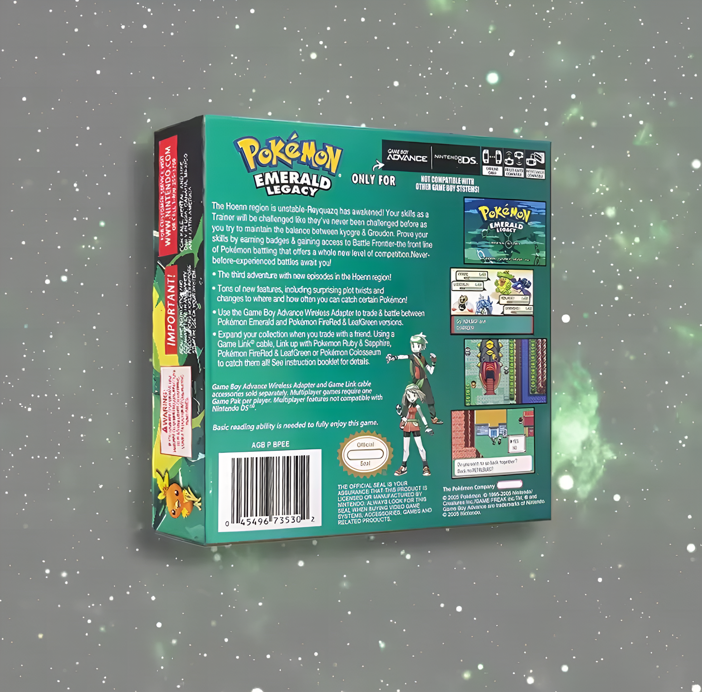 (Limited Edition) Pokemon Emerald Legacy GBA ROM Hack Cartridge With Box (RTC)