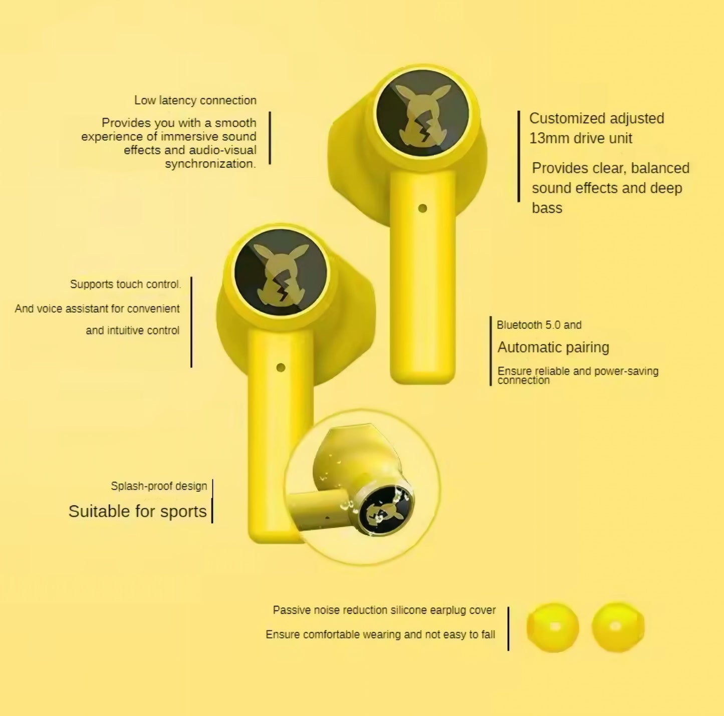 Razer Pikachu Bluetooth 5.0 Earbuds With PokeBall Case