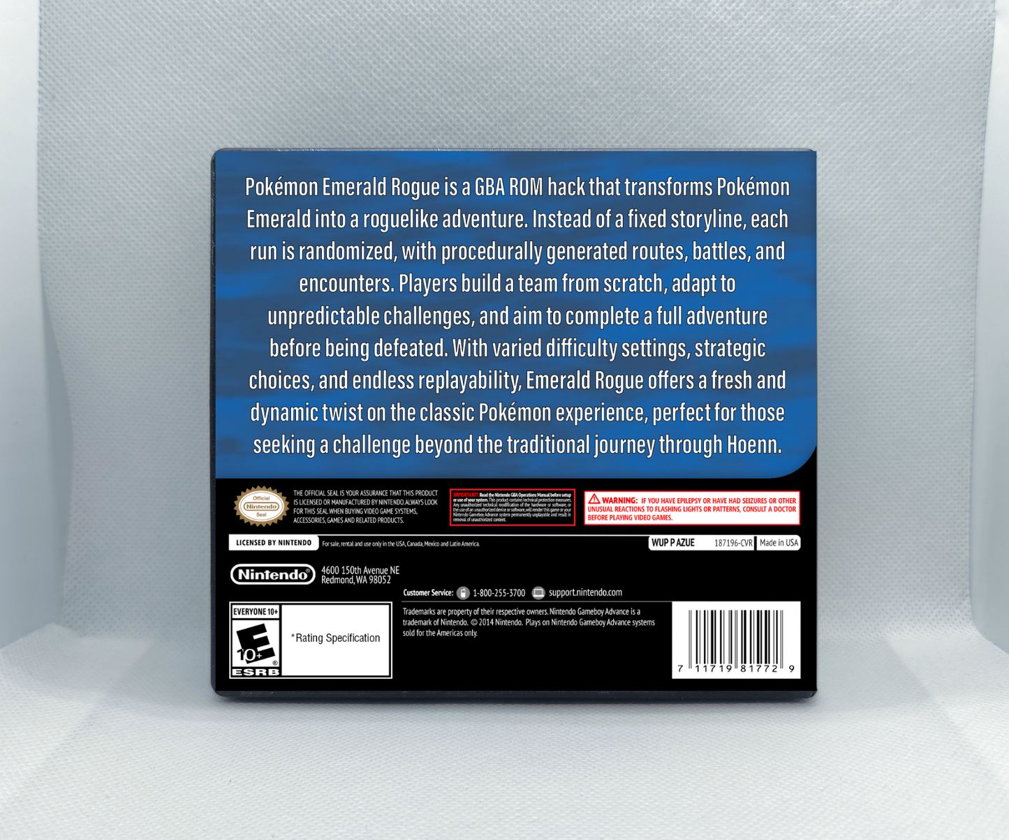 Pokemon Emerald Rogue GBA ROM Hack Cartridge (Case & RTC Option)