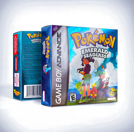 (Limited Edition) Pokemon Emerald Seaglass GBA ROM Hack Cartridge With Box (RTC)