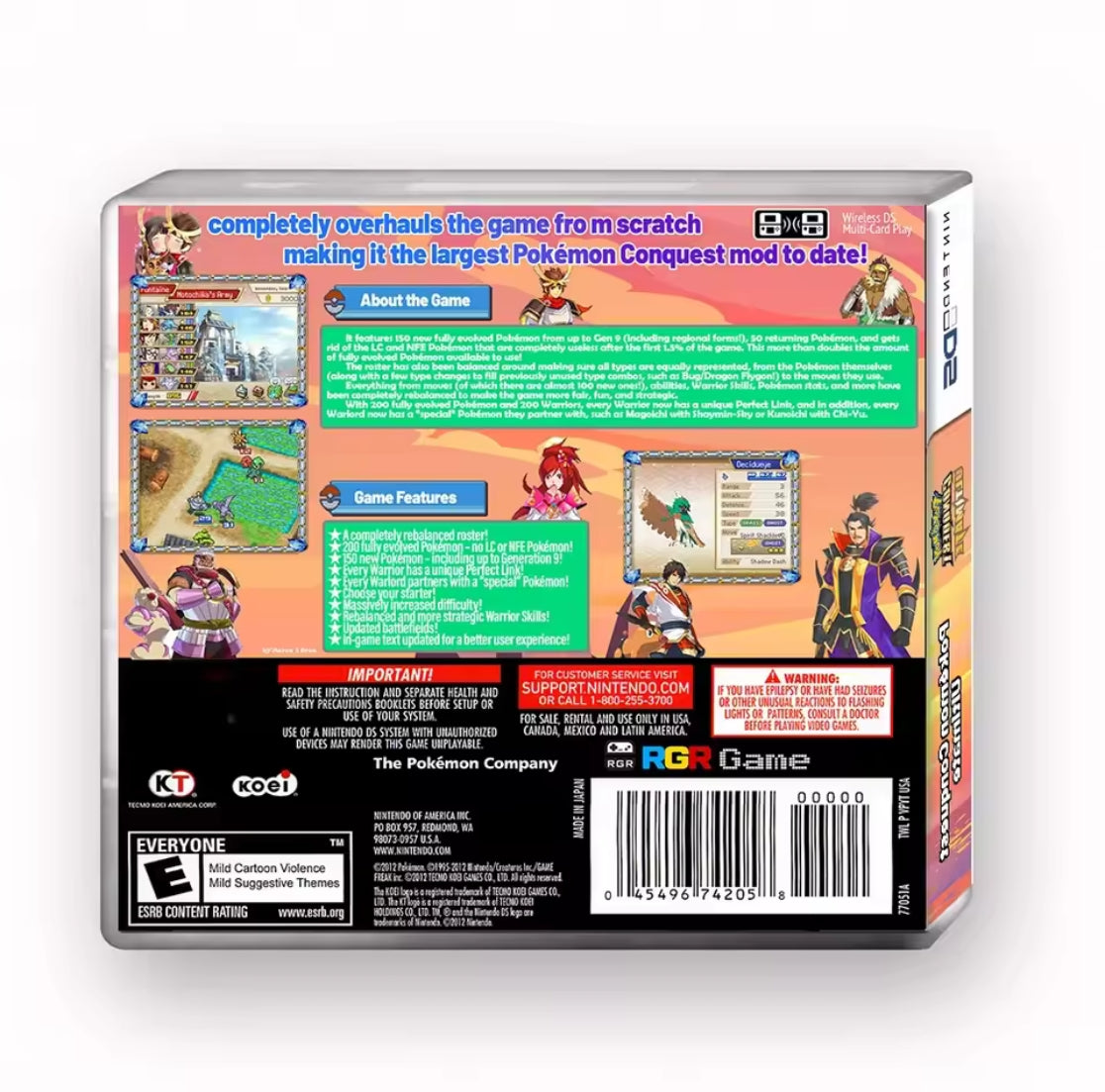 Pokemon Conquest Ultimate ROM hack with case