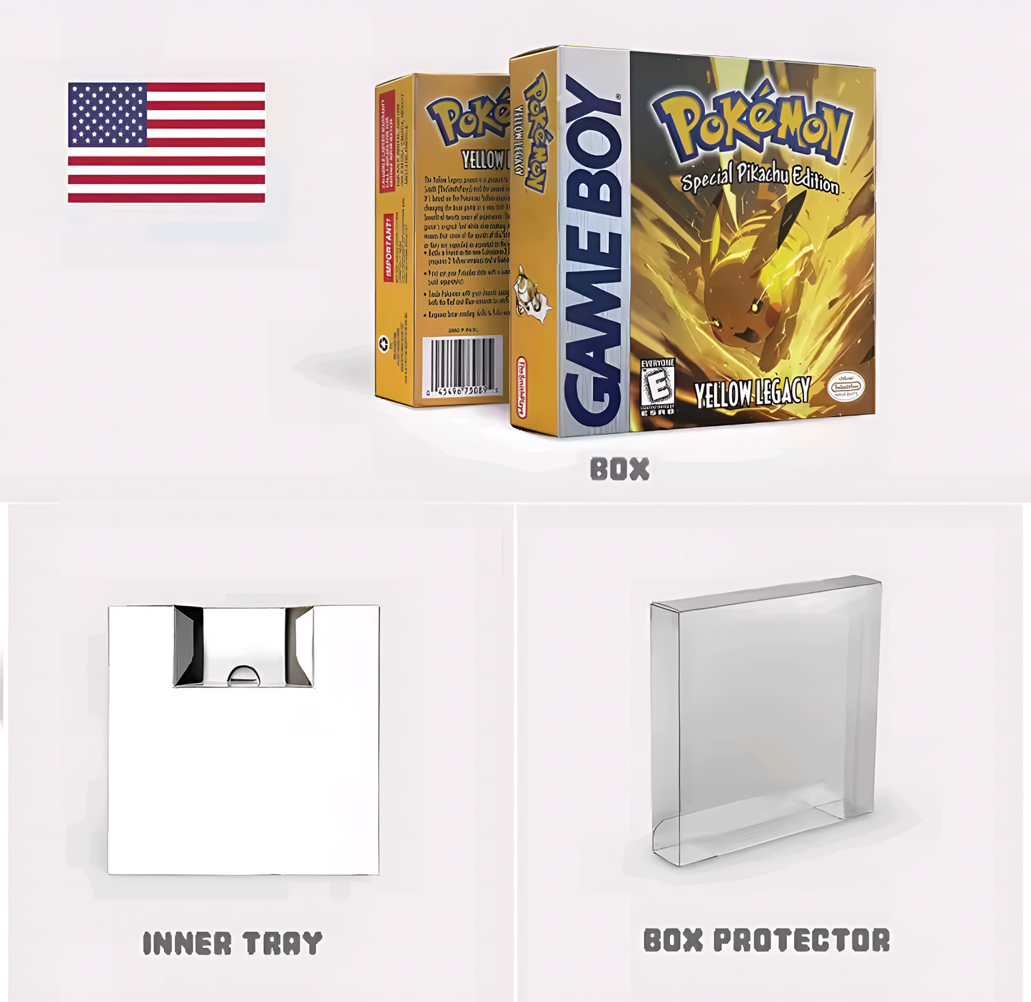 (Limited Edition) Pokemon Yellow Legacy GBC ROM Hack Cartridge With Box (Battery Save)