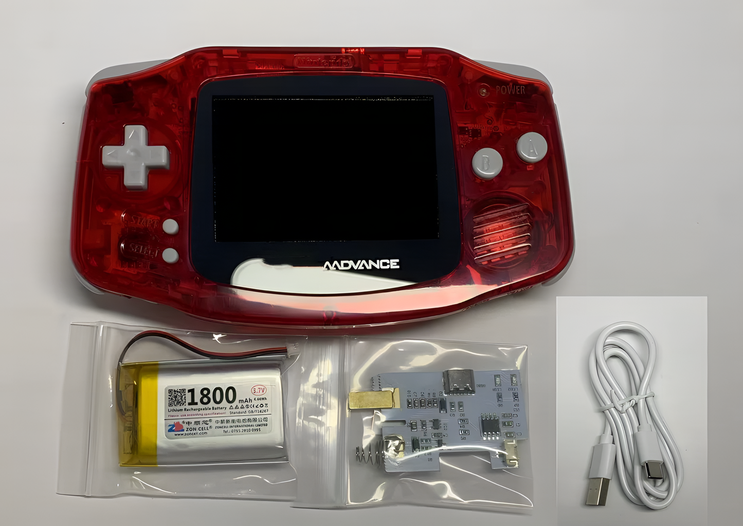 Gameboy Advance Clear Red (Modded)