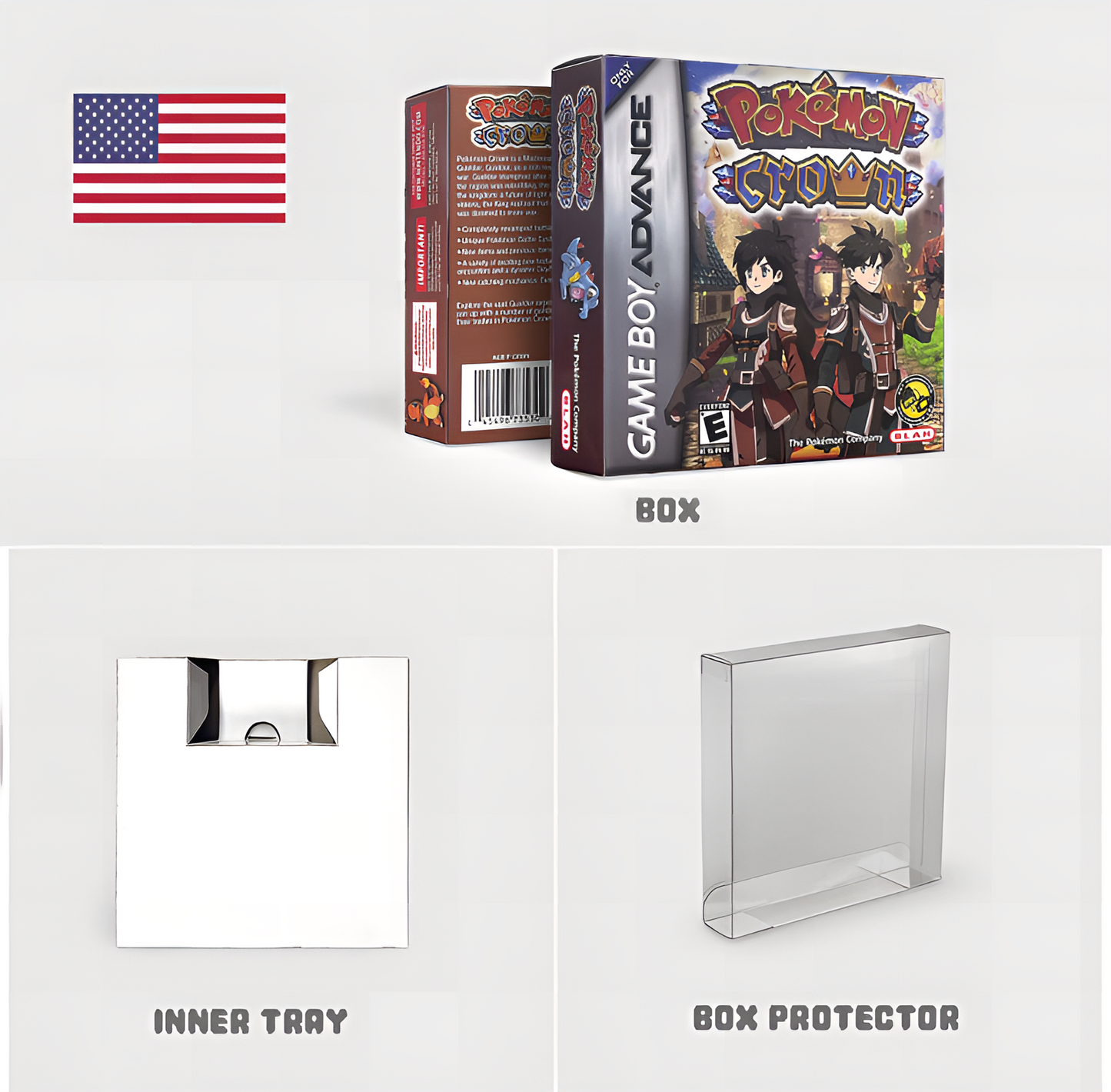 (Limited Edition) Pokemon Crown GBA ROM Hack Cartridge With Box (1M Flash)