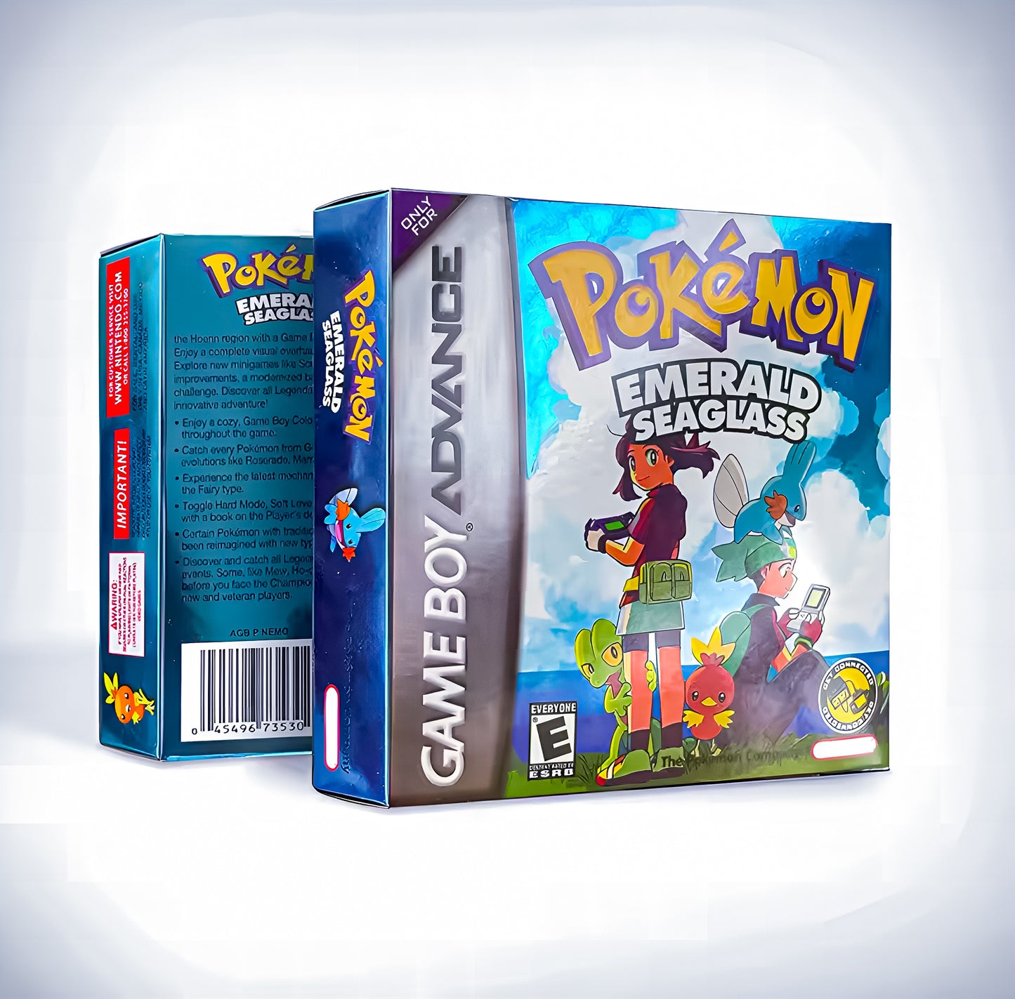 (Limited Edition) Pokemon Emerald Seaglass GBA ROM Hack Cartridge With Box (RTC)
