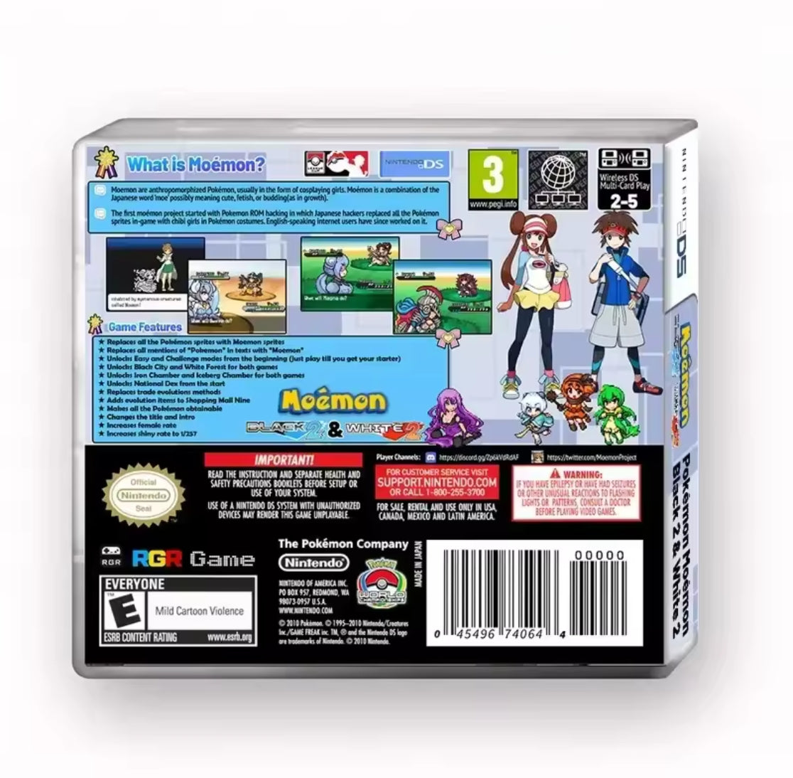 Pokemon Moemon White 2 & Black 2 ROM hack with case